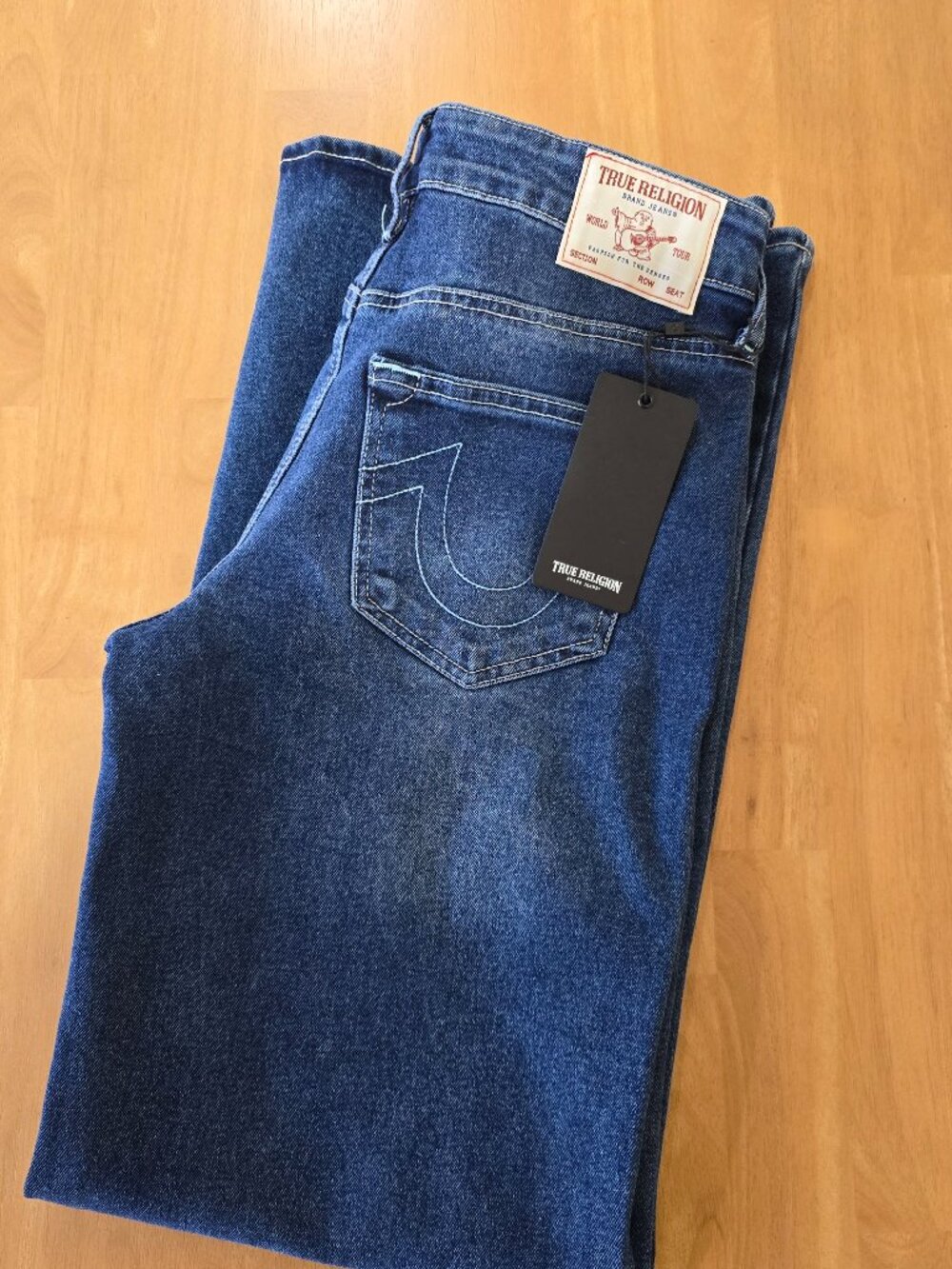 True Religion Wmns Bobbi Mid Rise Baggy Jeans Med Blaze Wash MSRP $164 Sz 26 NWT